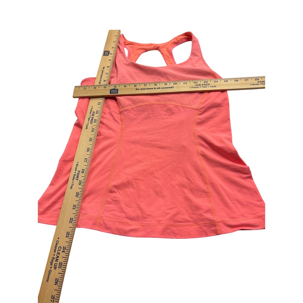 Lululemon Pink Coral Racerback Tank Top Built-in Shelf Bra Mesh Back Size 6